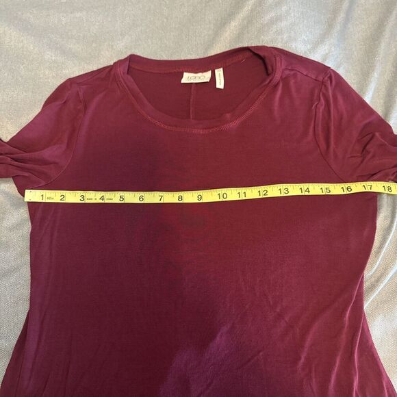 LOGO Lori Goldstein Long Sleeve Tunic Top Red Chiffon Pockets Back Drape Sz XS - Picture 9 of 10